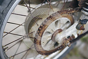 Rusty motorcycle transmission chain