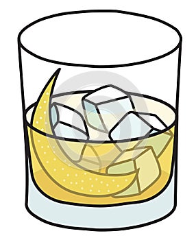 Rusty Nail classic IBA listed unforgettable cocktail in rocks glass. Whiskey and honey liquor based yellow drink