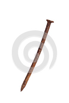 Rusty nail isolated on white background