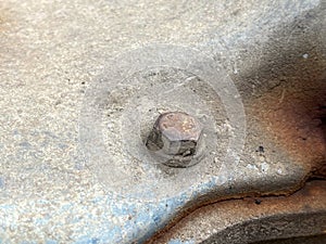 Rusty nut on machine