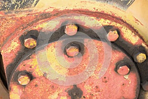 Rusty nut at machine