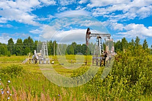 Rusty oil pump, stopping oil production at a field in Russia