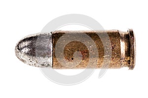 Rusty old bullet isolated