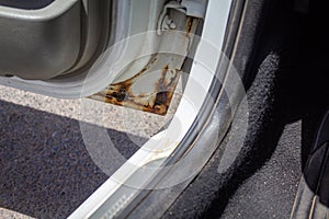 rust build on a car door
