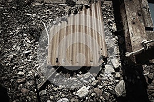 Rusty old corrugated iron junk left