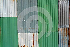 Rusty old corrugated metal wall texture