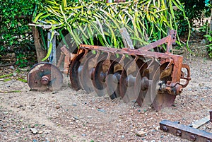 Rusty Old Disc Harrow, Agricultural Tool