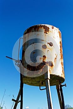 Rusty old fuel tank on a farm