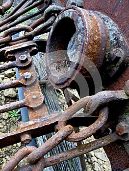 Rusty old headlight of a steam engine
