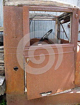 Rusty old junked pick-up truck