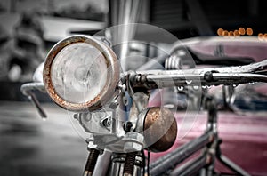 Rusty Old Lamp on a old Tricycle