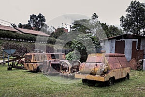 The rusty old machinery for mining industry in Pilok mine