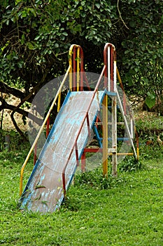 Rusty Old Metal Playground Slide