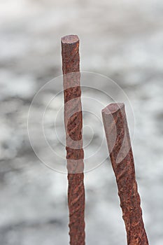 rusty old rebar or reinforcement bars isolated