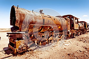 Rusty old steam train