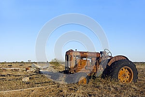 Rusty old tractor left derelict