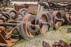 Rusty old train wheels scrapped