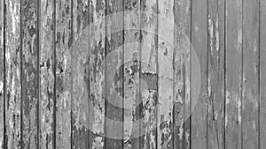 Rusty old wooden plank fence wall background in classic old black and white gray tones of a house in rural Thailand