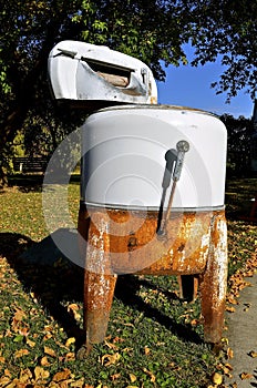 Rusty old wringer washing machine