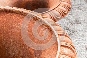 Rusty orange metal vases