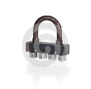 Rusty padlock with combination lock