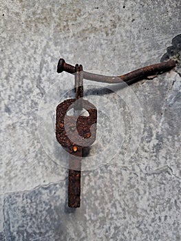 the rusty padlock key has not been used for a long time