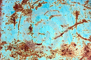 Rusty painted metal texture, old iron surface with shabby cracked paint and scratches, abstract grunge background, textured