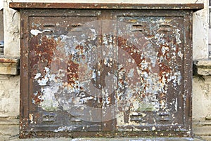 Rusty pattern background on old electrical distribution box