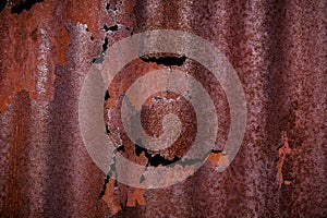 Rusty pattern corrugated metal wall texture for background. Rusted backdrop and texture material