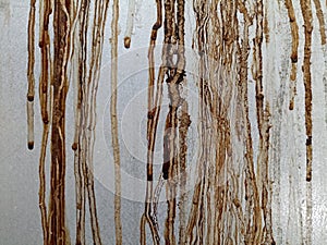 Rusty pattern on metal sheet shield of insulation machine parts engineering