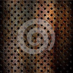 Rusty perforated metal background