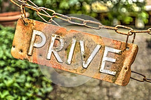 Rusty private sign photo