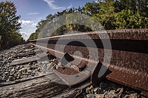 Rusty Railroad track and ties