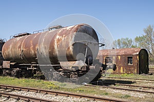 Rusty railway oil tankers