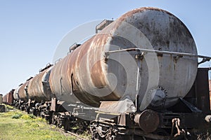 Rusty railway oil tankers
