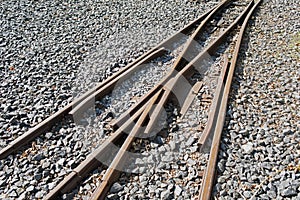 Rusty railways on the stone