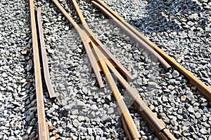 Rusty railways on the stone