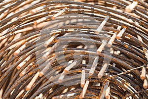 Rusty rebar used in construction