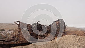 The rusty remains of the fish trawler - Aristea - close to Hondklipbaai, on the west coast of South Africa photo