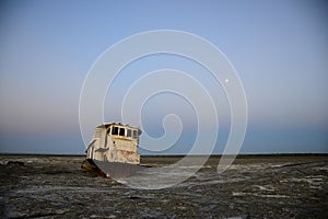 Rusty remains of a fishing ship