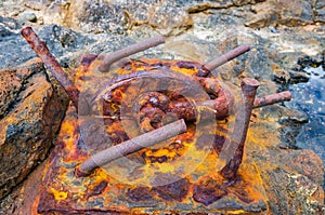 Rusty remains of an old ship