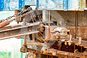 Rusty resora on an old truck close-up. Old rusty car