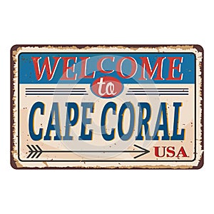 Welcome to Cape Coral sign. road sign on white background