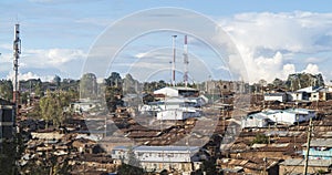 Rusty roofs of a slum in East Africa