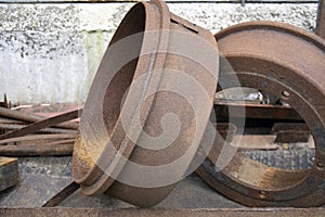 The rusty scrap was piled up and prepared for delivery to the collection point for further processing