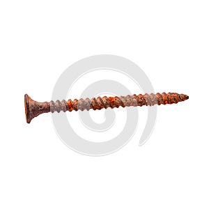 Rusty screw isolated on a white background.