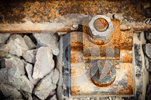 Rusty nut on the railroad
