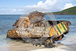 Rusty Sherman tank on Flamenco Beach of Isla Culebra photo