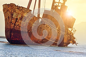 Rusty shipwreck Greece