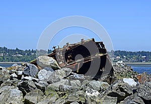 Rusty shipwreck at Royston, Vasncouver Island photo